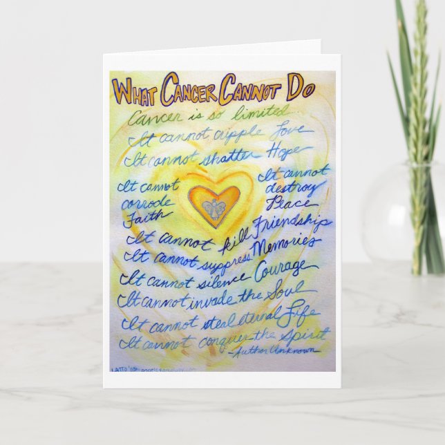 Blue & Gold What Cancer Cannot Do Greeting Card (Front)