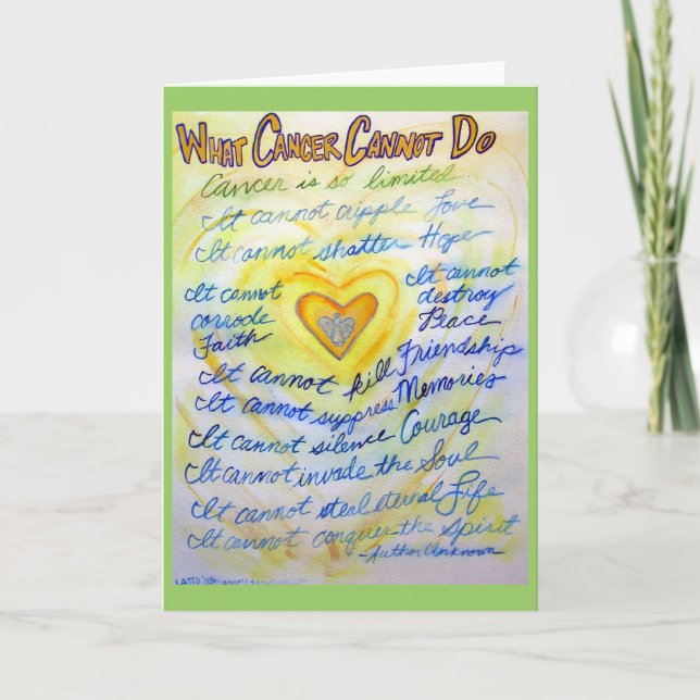 Blue & Gold What Cancer Cannot Do Greeting Card (Front)