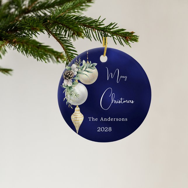 Blue gold white baubles Christmas Ceramic Tree Decoration (Creator Uploaded)