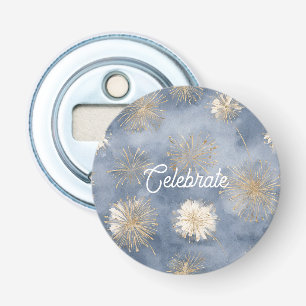Blue Gold White Fireworks Celebrate Bottle Opener