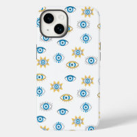 Blue, Gold & White Greek Eye Mati Pattern