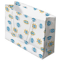 Blue, Gold & White Greek Eye Mati Pattern