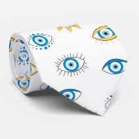 Blue, Gold & White Greek Eye Mati Pattern