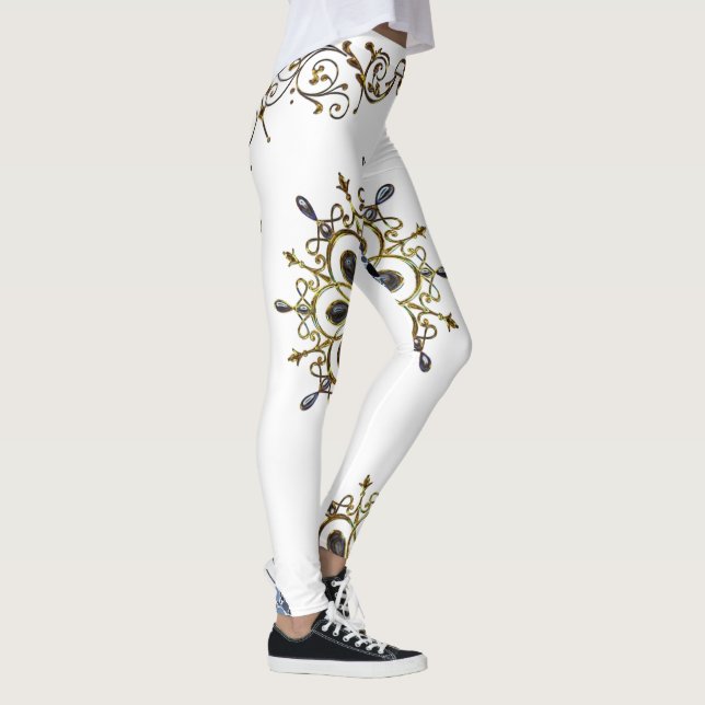 blue gold white long leggings (Right)