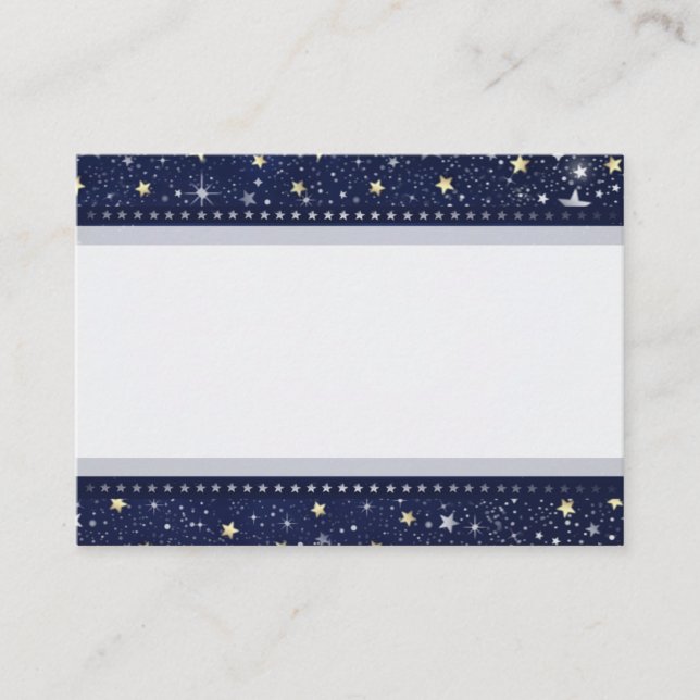 Blue Gold & White Star BLANK Wedding Seating CardS (Front)