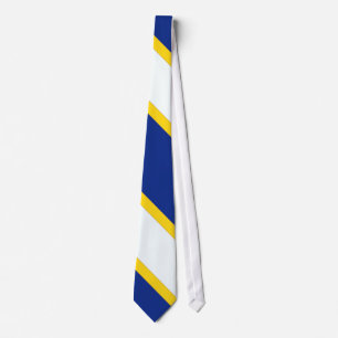 Blue Gold & White Striped Necktie. Tie
