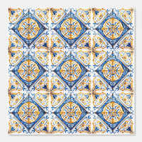 Blue Gold & White Talavera Azulejo Look Tile 