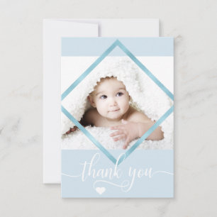 Blue Gold White Thank You Baby Shower BOY   PHOTO Card