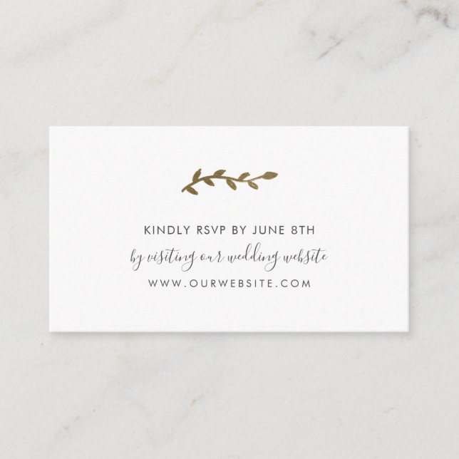 Blue Gold Wreath wedding website rsvp Enclosure Card (Front)