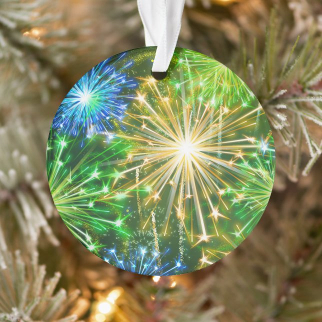 blue Gold yellow fireworks Ornament (Tree)