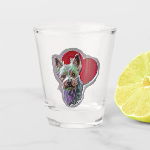 Blue Gold Yorkshire Yorkie Terrier Shot Glass