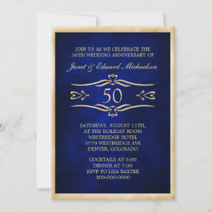 Blue Golden Anniversary Celebration Invitation