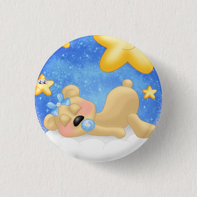 Blue Golden Bear 3 Cm Round Badge (Front)