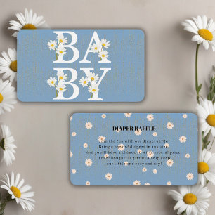 Blue Golden Daisy Glitter Glow Baby Shower Enclosure Card