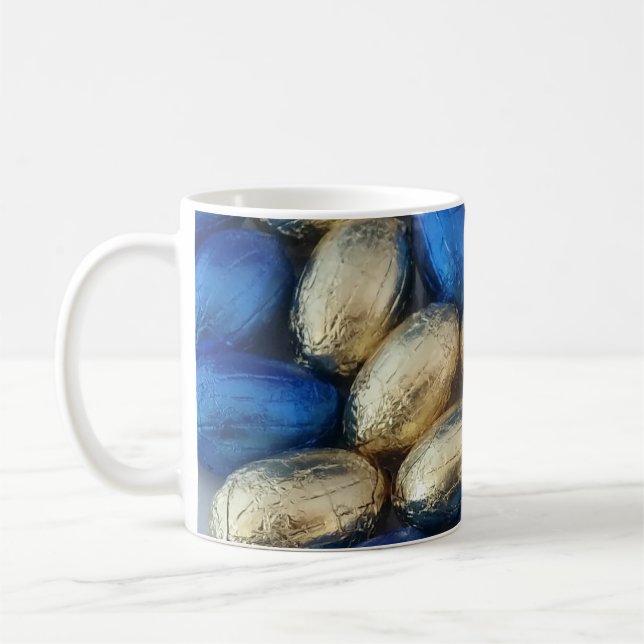 Blue Golden Easter Eggs, Mug (Left)