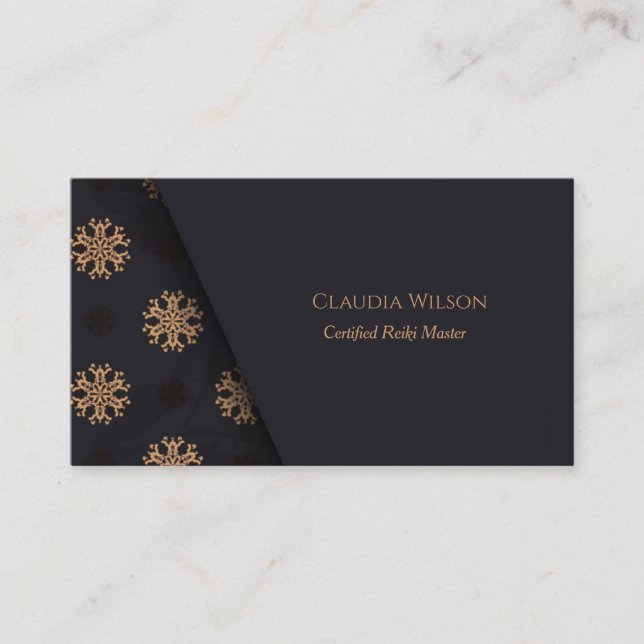 Blue Golden Mandala Reiki Spiritual Energy Healer Business Card (Front)