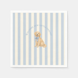 Blue Golden Retriever Baby Shower Napkin