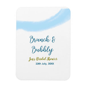 Blue golden watercolor bubbly and brunch bridal sh magnet