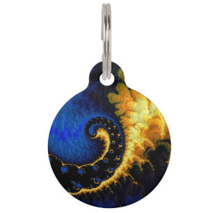 Blue Golden Yellow Fractal Pet Tag