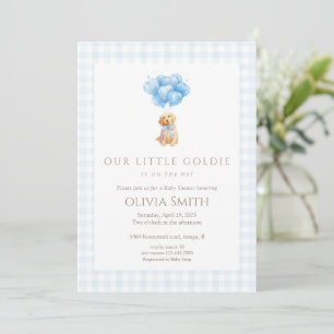 Blue Goldendoodle Puppy Baby Shower Invitation