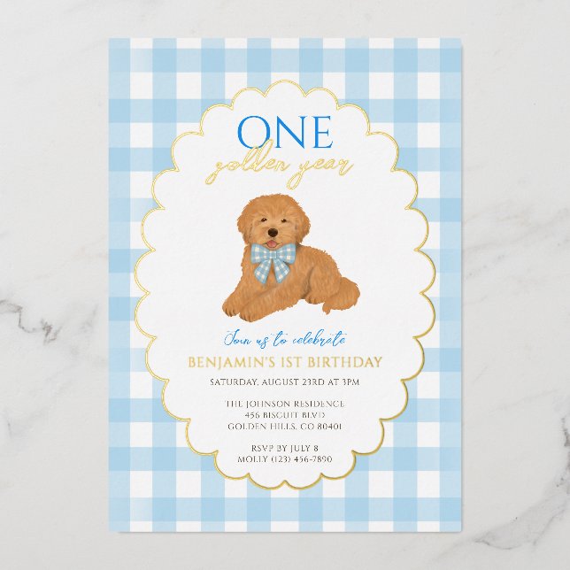 Blue Goldendoodle Puppy Dog Pawty 1st Birthday (Front)