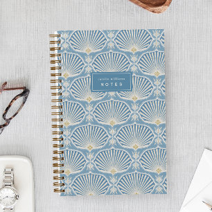 Blue  & Goldenrod   Deco Fans Personalized Notebook