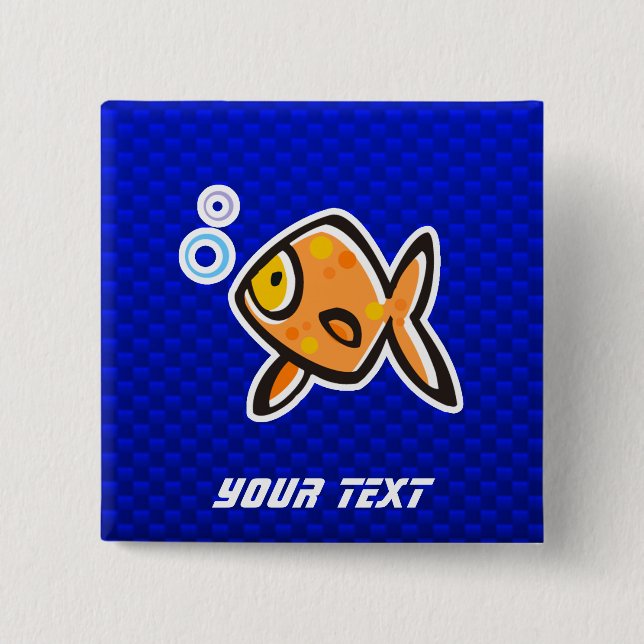 Blue Goldfish 15 Cm Square Badge (Front)