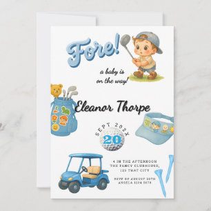 Blue Golf Baby Shower Invite for Boy