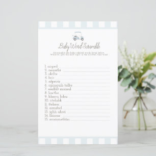 Blue golf baby word scrabble baby shower game
