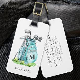 Blue Golf Bag Monogram Luggage Tag