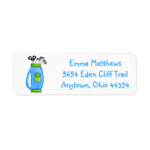 Blue Golf Bag Return Address Labels