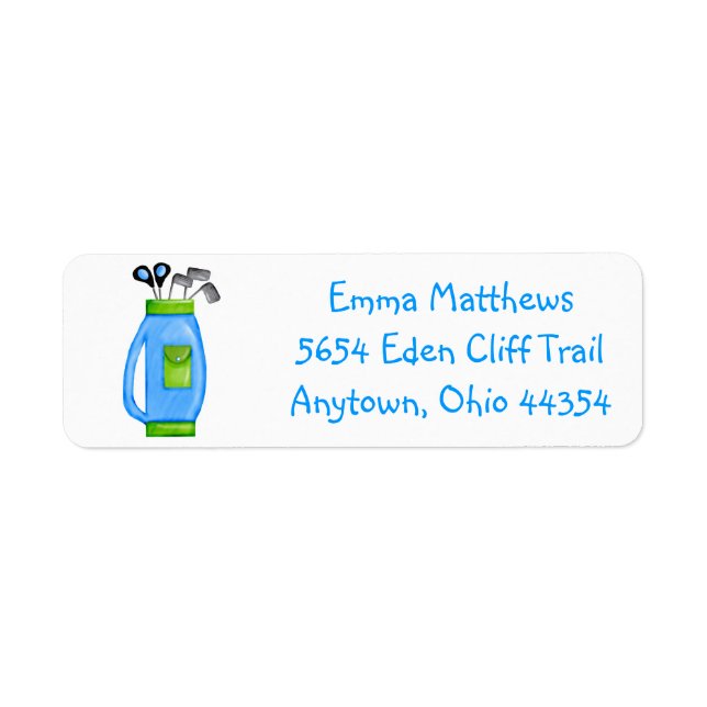 Blue Golf Bag Return Address Labels (Front)