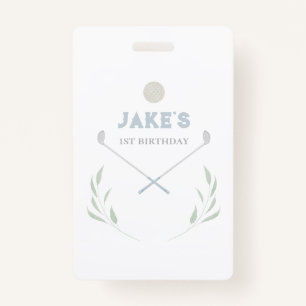 Blue Golf Birthday Party Paper Plates ID Badge