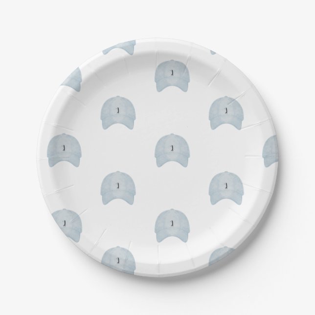 Blue golf cap paper plate (Front)
