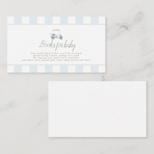 Blue golf cart books for baby enclosure card (Front/Back)