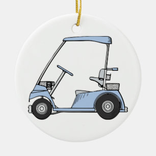 Blue Golf Cart Ceramic Tree Decoration