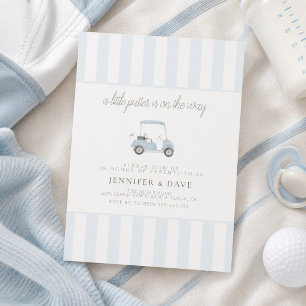 Blue golf cart little putter on the way  invitation