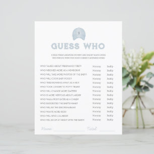 Blue golf theme baby shower guess who game 