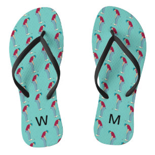 Blue Golf Themed Flip Flops