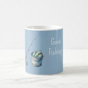 Blue Gone Fishing Bucket Coffee Mug
