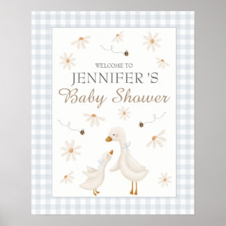 Blue Goose Baby Shower Welcome Sign