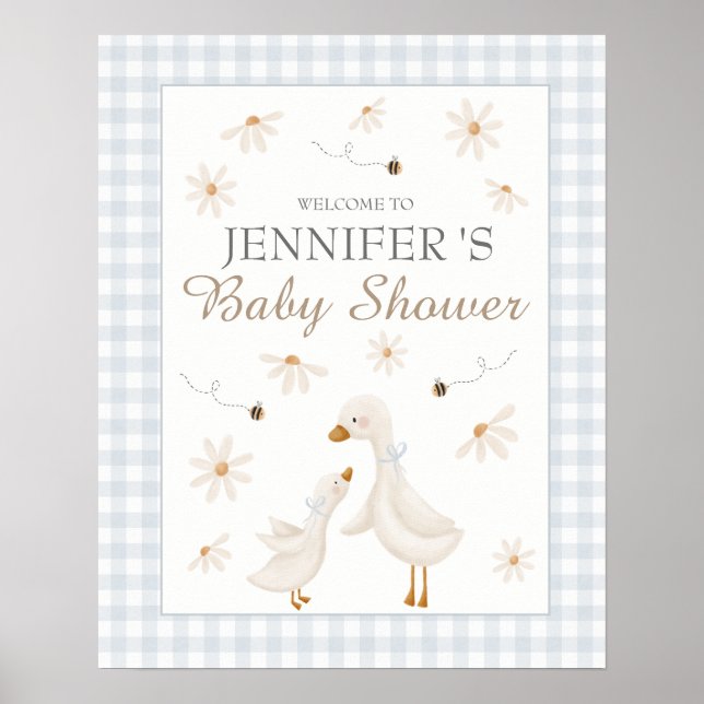 Blue Goose Baby Shower Welcome Sign (Front)