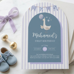 Blue Goose Personalised First Birthday Invitation