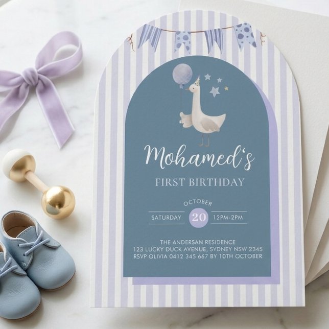 Blue Goose Personalised First Birthday Invitation (Creator Uploaded)
