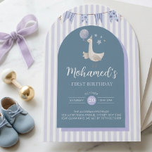 Blue Goose Personalized First Birthday Invitation