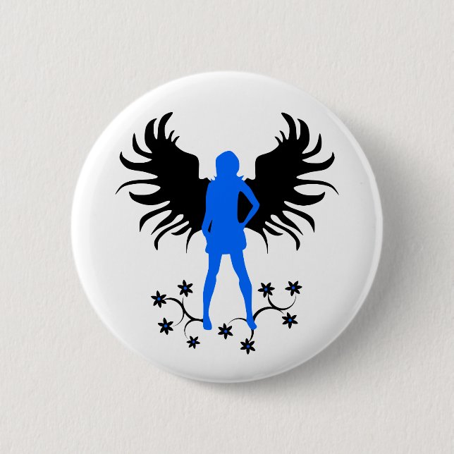 Blue Goth Angel button (Front)