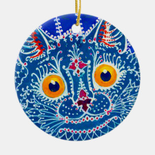 Blue Gothic Cat Ceramic Tree Decoration