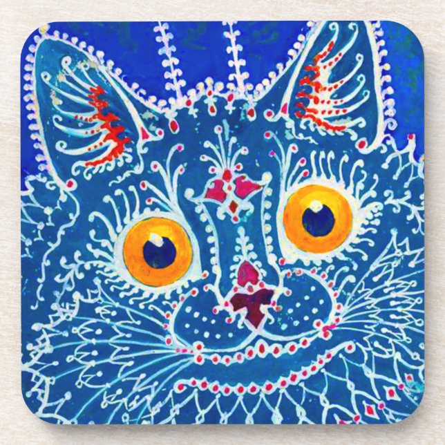 Blue Gothic Cat Coaster (Front)