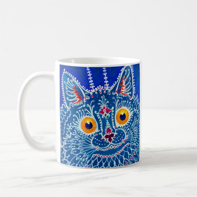 Blue Gothic Cat Coffee Mug (Left)