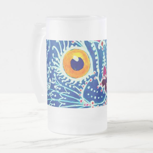 Blue Gothic Cat Frosted Glass Beer Mug (Front Left)